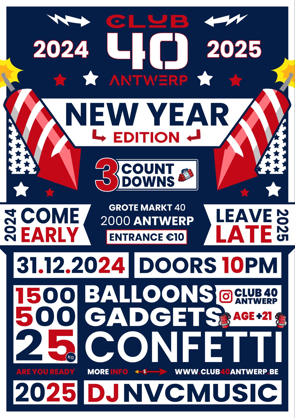 New Year Edition 2025 — affiche voor Club 40 Antwerp