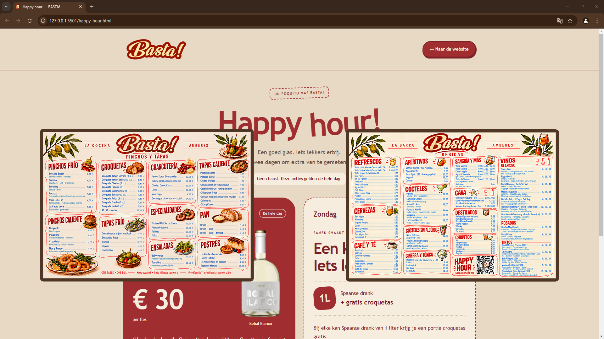 BASTA! Antwerp — website met happy hour